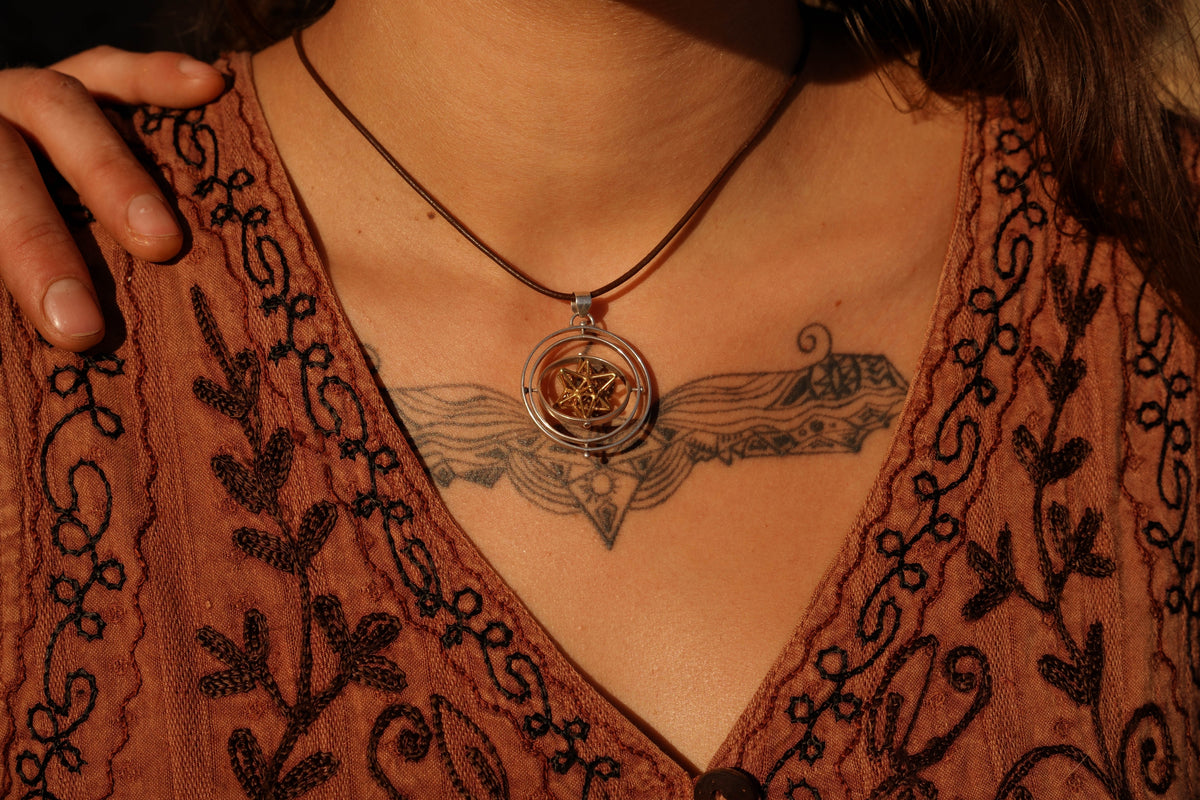 Heart Star 3D Spinning Jewelry ※ Sacred Geometry pendant ※ in Gold, Silver, or Brass