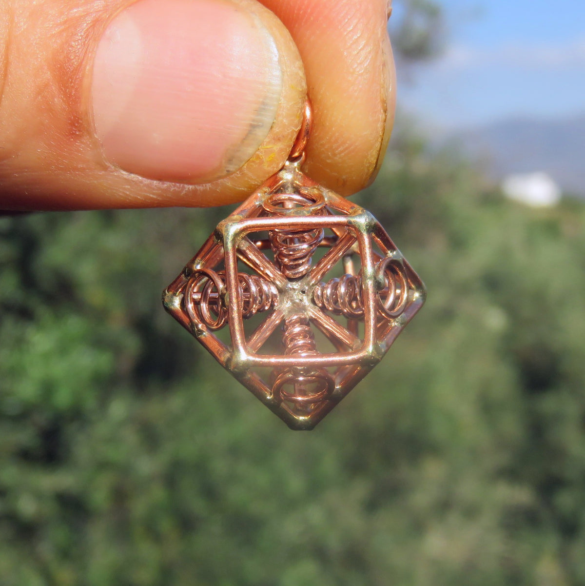 Cuboctahedron Pendant ※ 3D Vector Equilibrium ※ Zero Point Geometry ✨ Science Jewelry in Brass, Copper, Silver or Gold