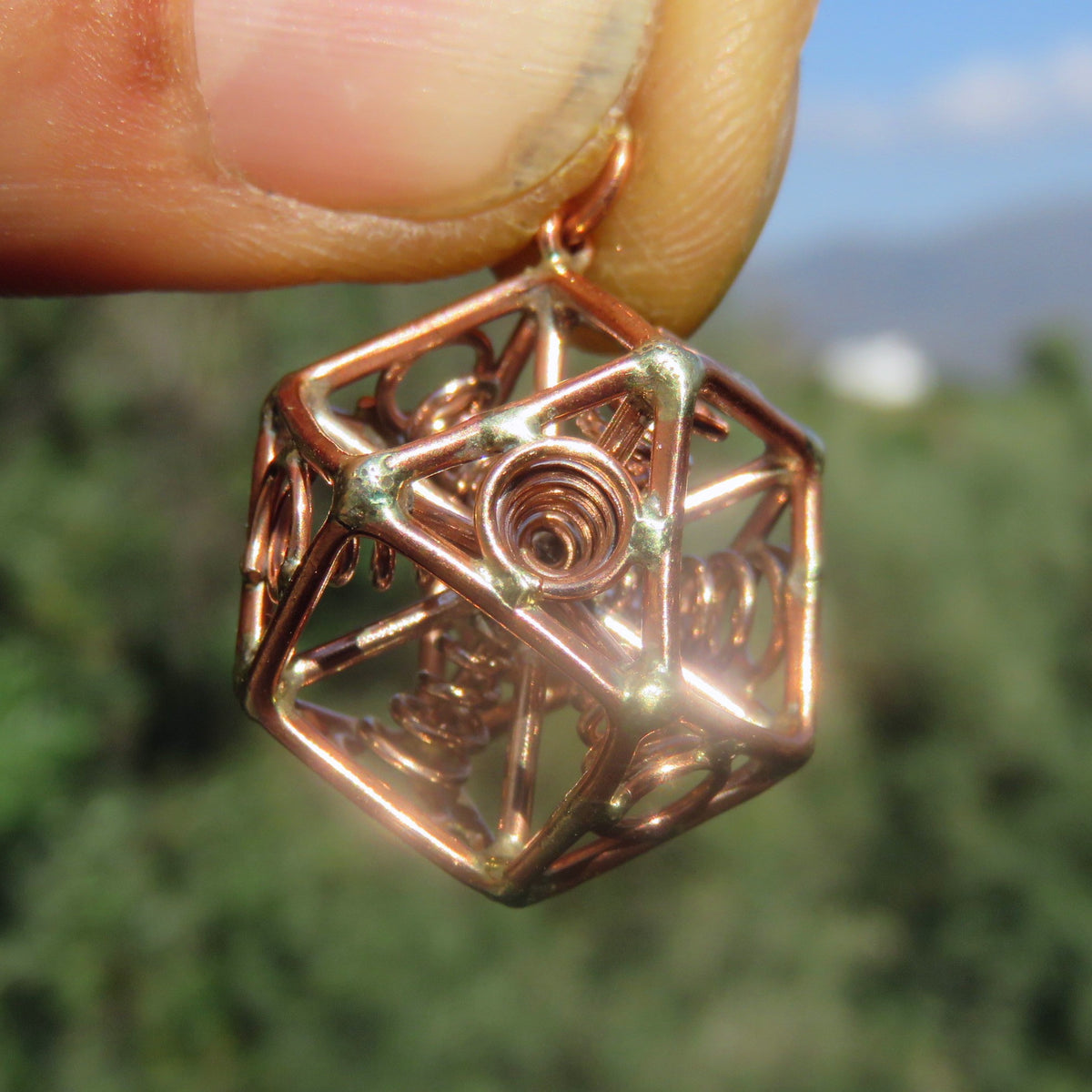 Cuboctahedron Pendant ※ 3D Vector Equilibrium ※ Zero Point Geometry ✨ Science Jewelry in Brass, Copper, Silver or Gold