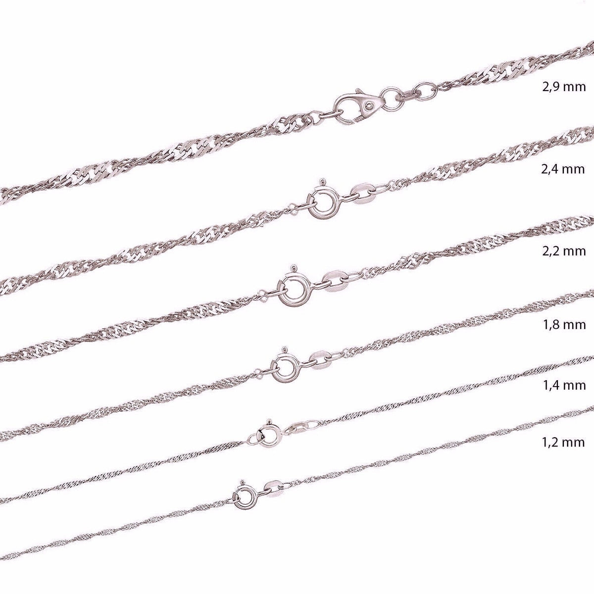 Sterling Silver Snake Chain Necklace, 925 Silver, 36-60cm