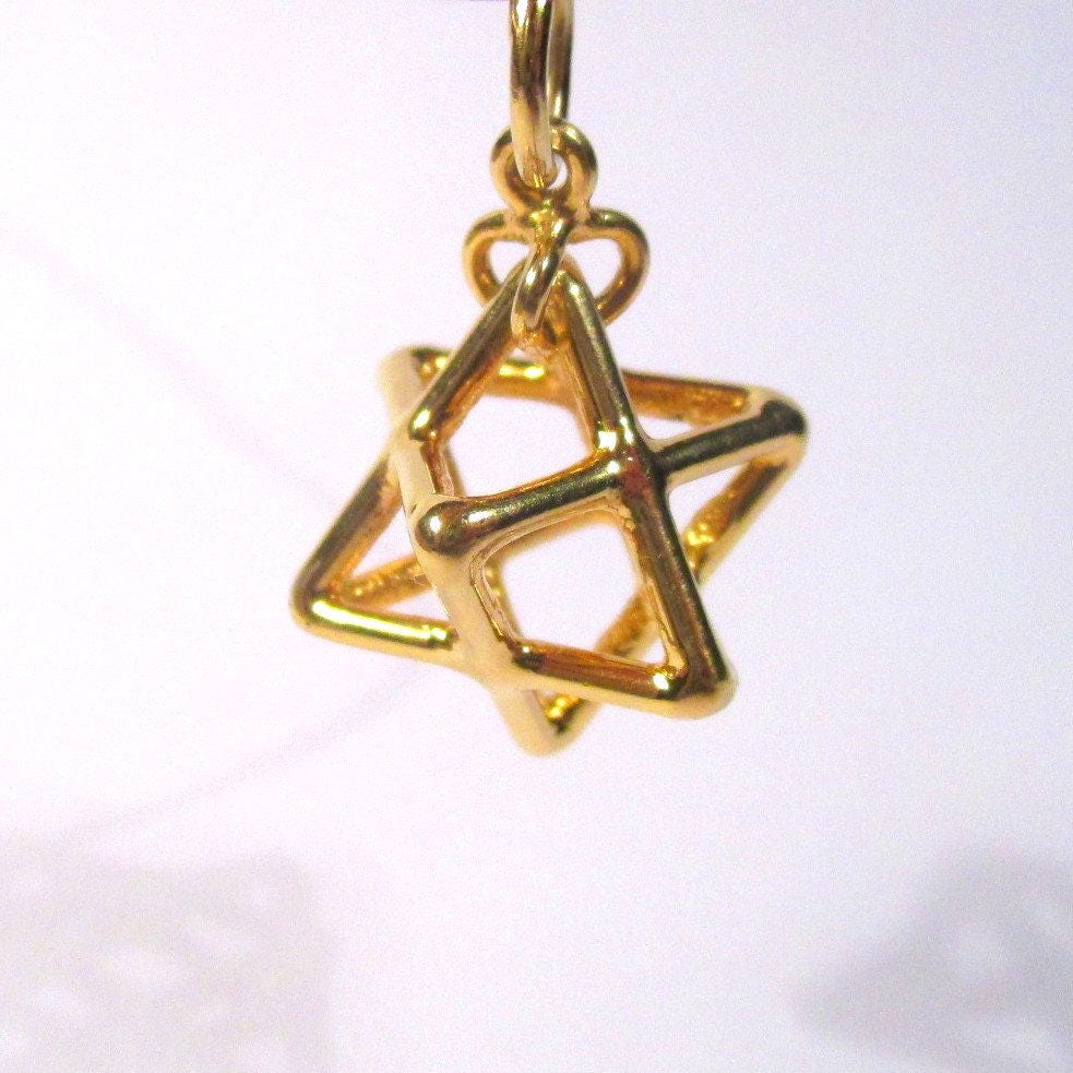 MerKaBa Pendant 3D Star Tetrahedron, Sacred Geometry Gold or Silver Jewelry