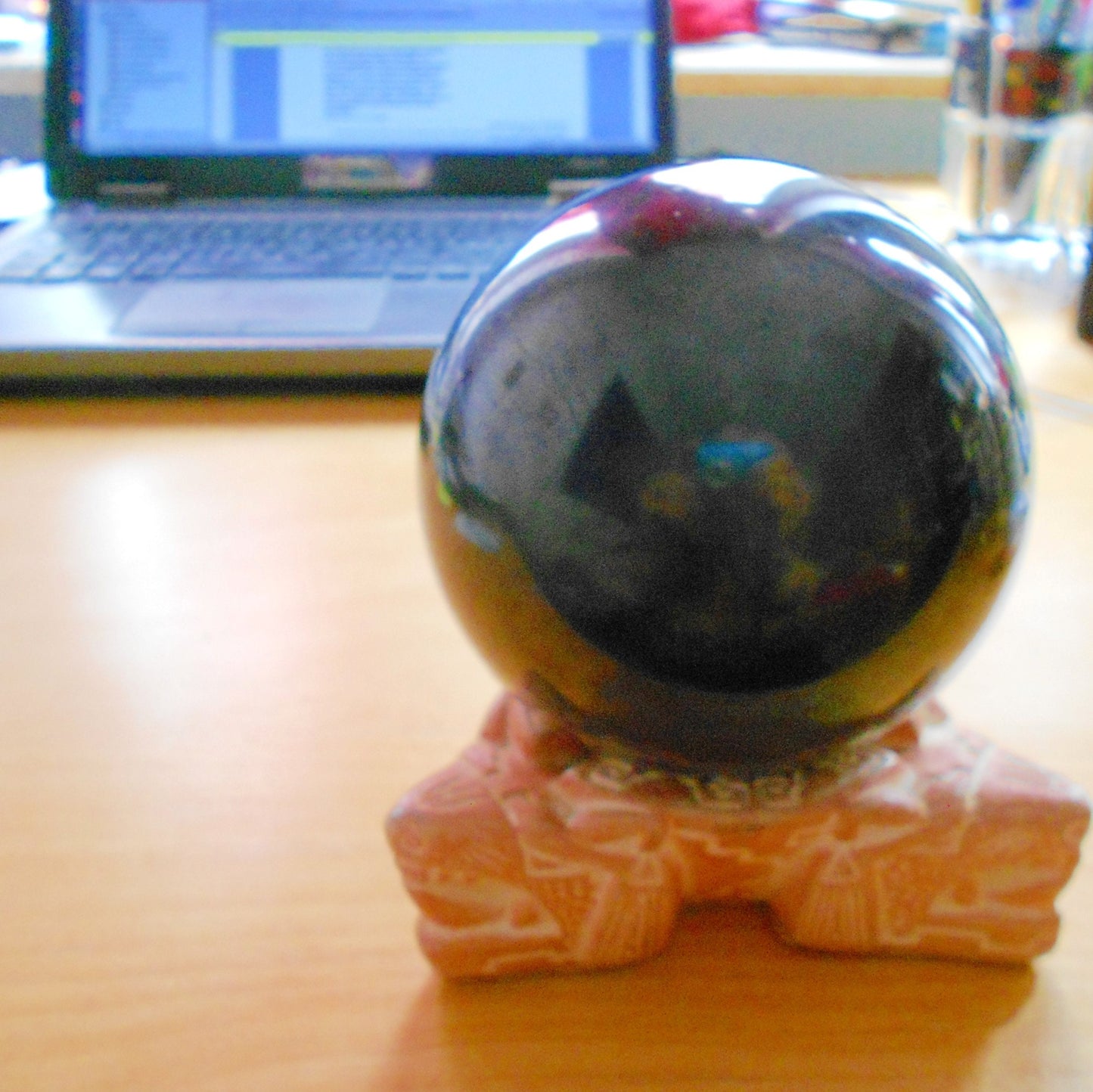 Silver SHUNGITE Sphere / Black Globe for EMF-Protection + Health - Office + Bedroom + Home Decor