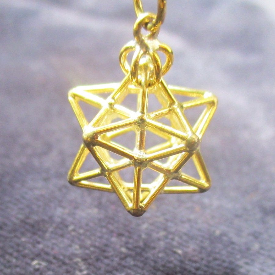 Solar Spirit Star Brass pendant ※ 3D Sacred Geometry Jewelry * stellated Dodecahedron in Brass, Silver or Gold