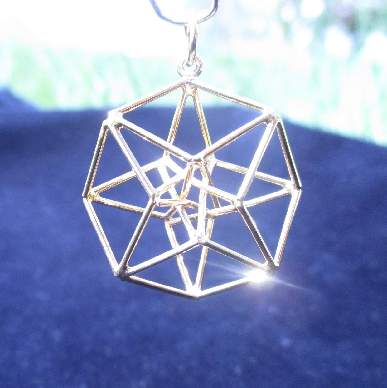 4D HyperCube Tesseract pendant, StarGate 3D Sacred Geometry Jewelry for Manifestation + Communication - Brass, Copper, Silver or Gold plated