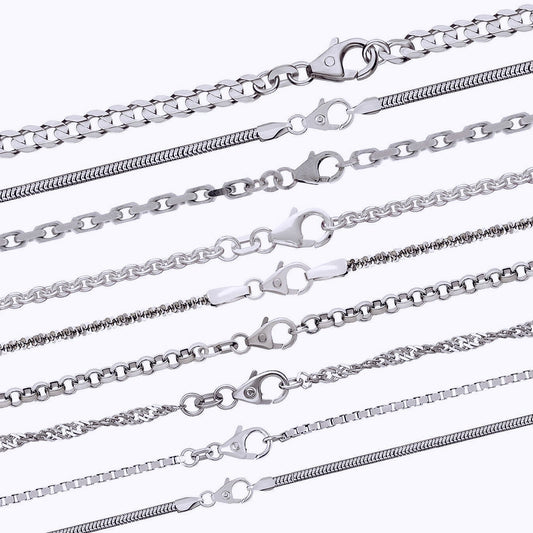 Sterling Silver Curb Chain Necklace, 925 Silver, 36-60cm / 14-24 inch