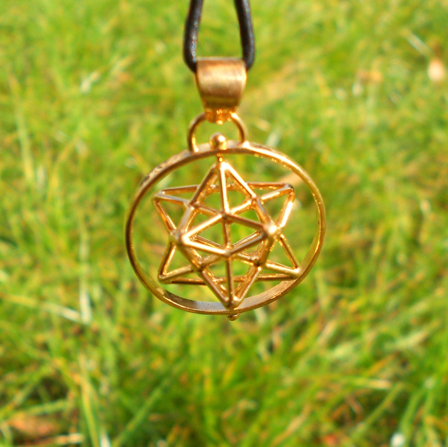 Spinning Solar Spirit Star pendant Gold plated Silver※ 3D Sacred Geometry magic Jewelry, Dodecahedron Pentagram pendant, Golden mean [m2o]