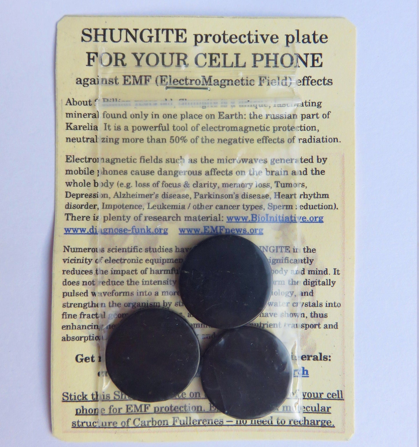 SHUNGITE EMF Protection Shields for Smartphone, Laptop, Wi-Fi Router, 5G