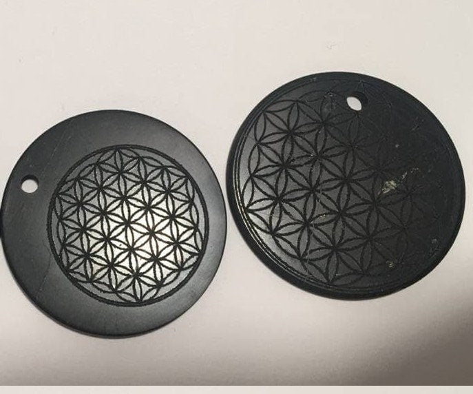 real Shungite Pendants YinYang EMF-Shields, Flower of Life, Tree of Life
