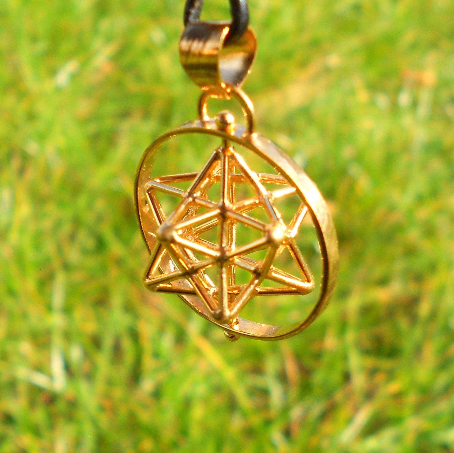 Spinning Solar Spirit Star pendant Gold plated Silver※ 3D Sacred Geometry magic Jewelry, Dodecahedron Pentagram pendant, Golden mean [m2o]
