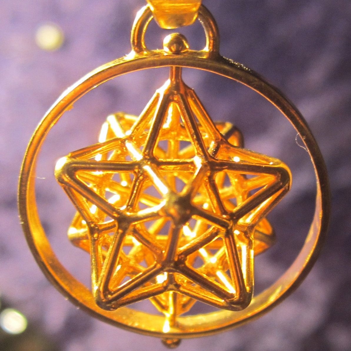 Solar Spirit Star Spinner pendant ※3D Sacred Geometry Jewelry Sterling Silver / Brass / Gold-plated *magical Dodecahedron Pentagram Star