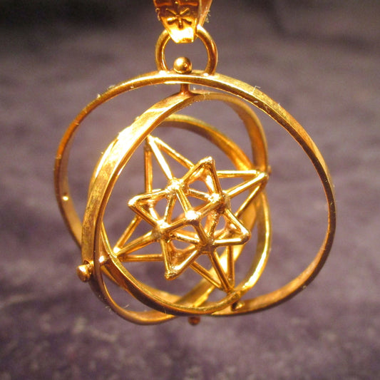 Heart Star 3D SPIN pendant ※ Sacred Geometry Jewelry in Gold, Silver or Brass