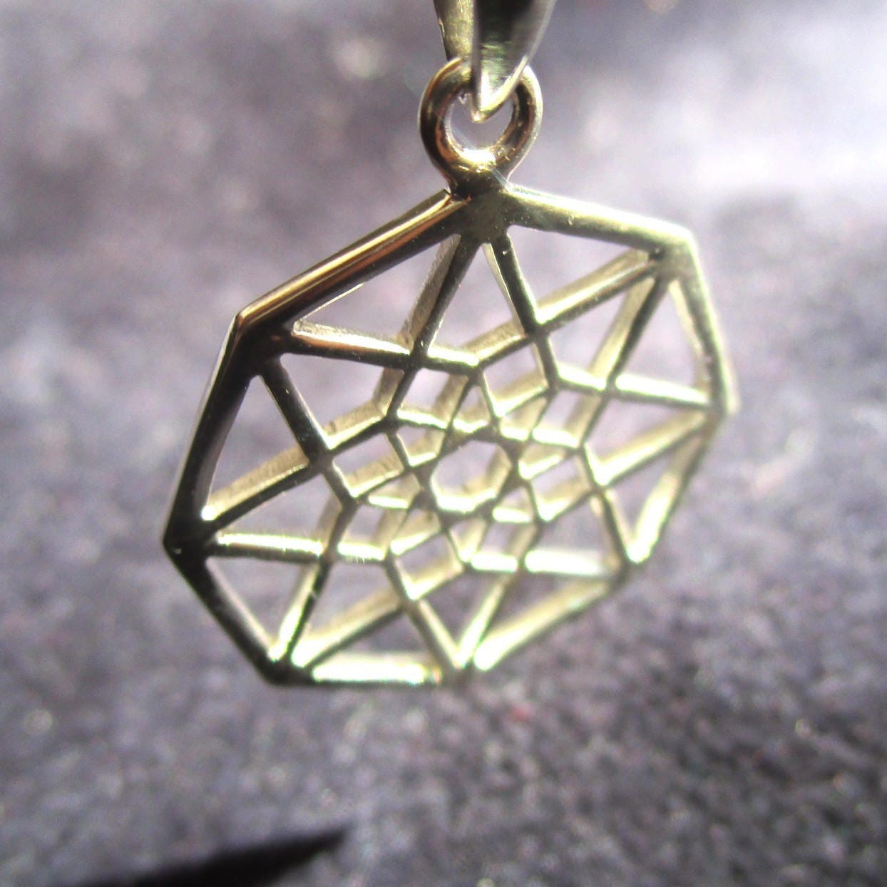 Flat Hypercube Pendant or Earrings Silver or Gold - found in ancient arabic Mosaic Patterns
