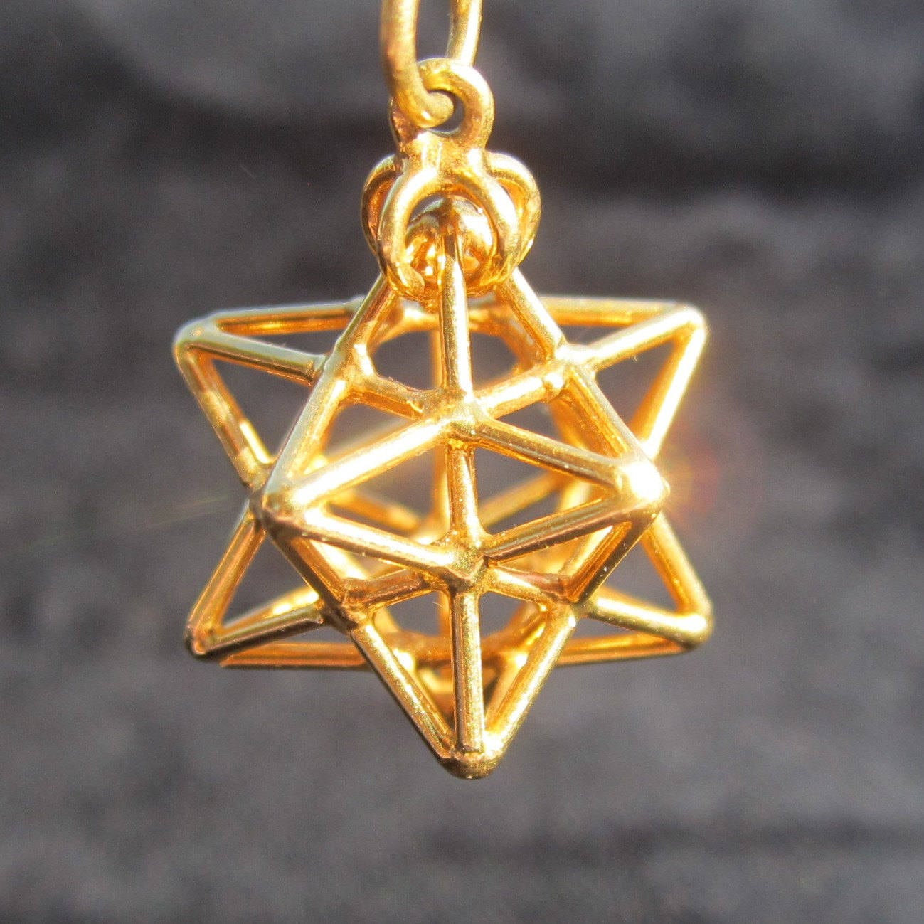 Solar Spirit Star Silver pendant ※ 3D Sacred Geometry Silver Gold Jewelry, Dodecahedron Star 3D Pentagram Magic