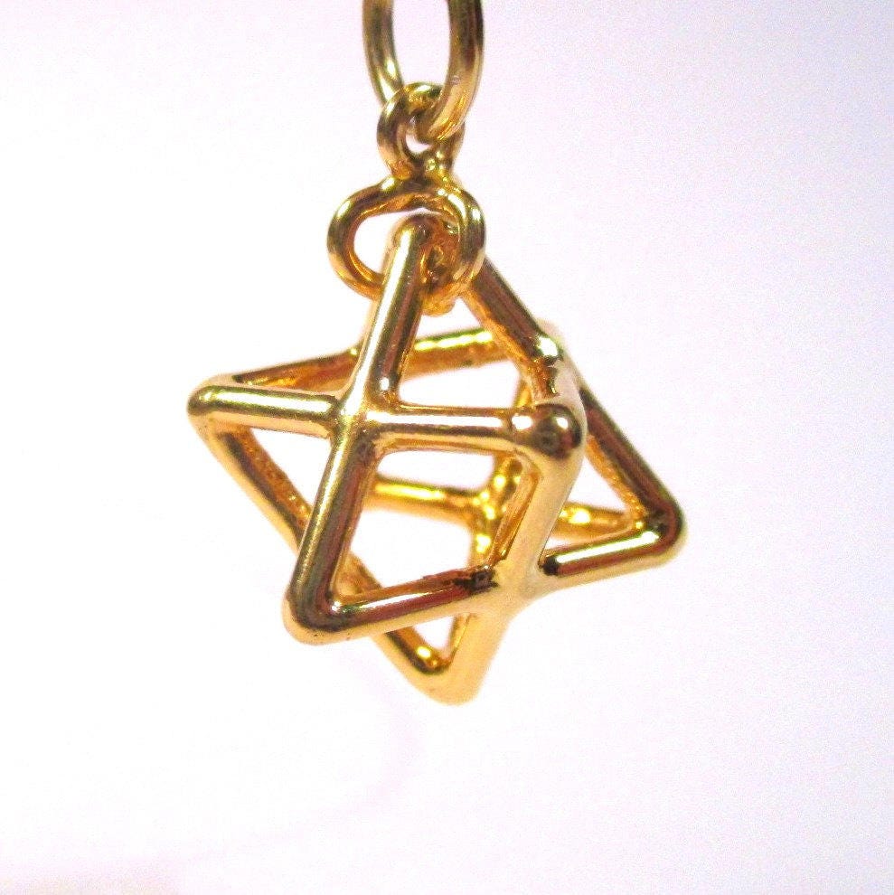 MerKaBa Pendant 3D Star Tetrahedron, Sacred Geometry Gold or Silver Jewelry