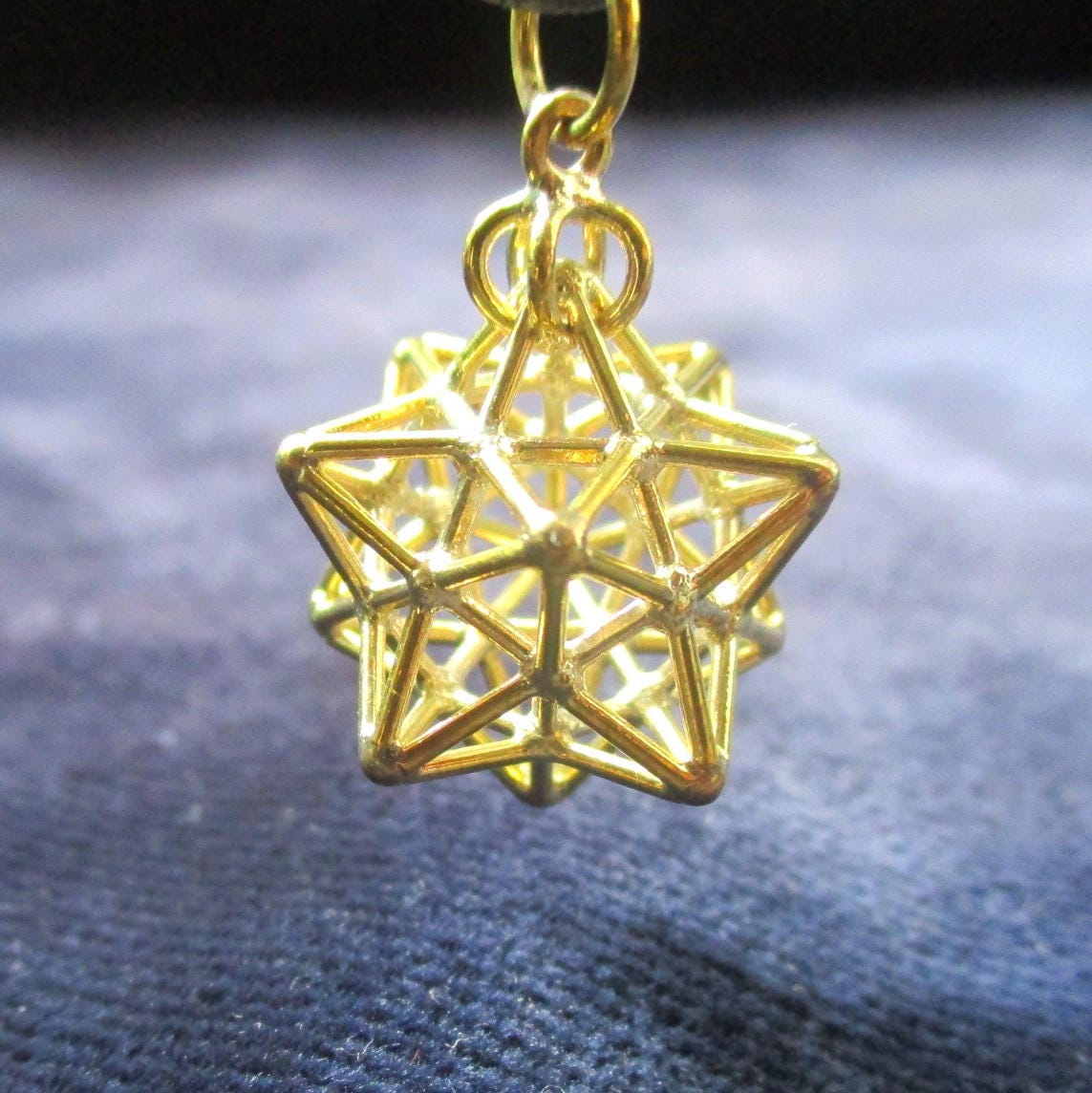 Solar Spirit Star Silver pendant ※ 3D Sacred Geometry Silver Gold Jewelry, Dodecahedron Star 3D Pentagram Magic