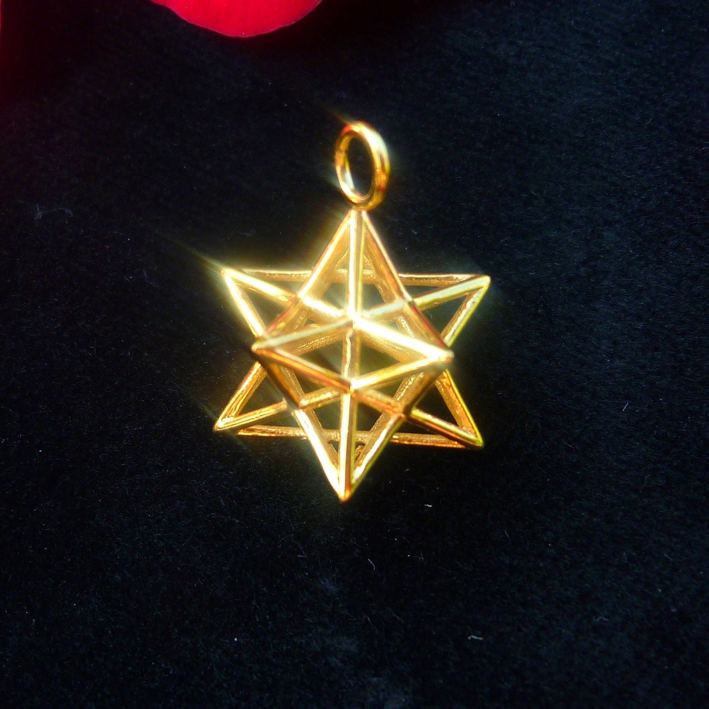 Solar Spirit Star *3D Sacred Geometry Jewelry Gold-pl *stellated Dodecahedron 12 Pentagram Pendant *Phi Fractal Harmony golden ratio Mandala