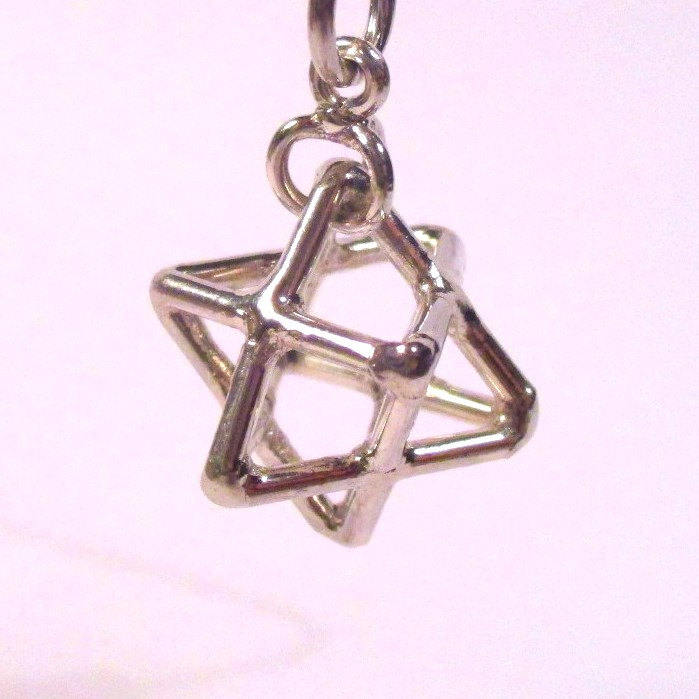 MerKaBa Pendant 3D Star Tetrahedron, Sacred Geometry Gold or Silver Jewelry