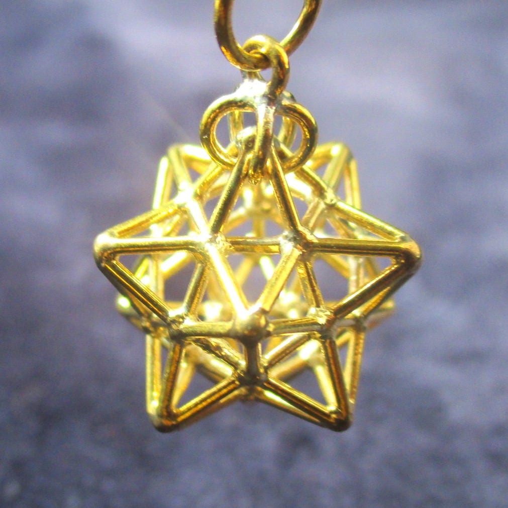 Solar Spirit Star Gold-plated Silver pendant * 3D Sacred Geometry Jewelry