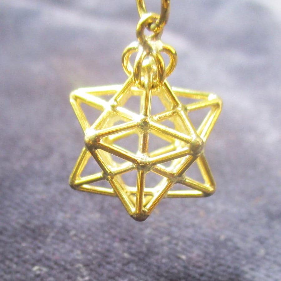 Solar Spirit Star Gold-plated Silver pendant * 3D Sacred Geometry Jewelry