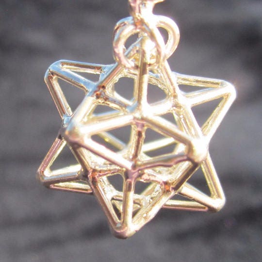 Solar Spirit Star Brass pendant ※ 3D Sacred Geometry Jewelry * stellated Dodecahedron in Brass, Silver or Gold