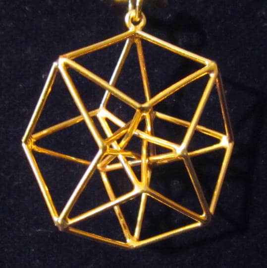 4D HyperCube Tesseract pendant, StarGate 3D Sacred Geometry Jewelry for Manifestation + Communication - Brass, Copper, Silver or Gold plated
