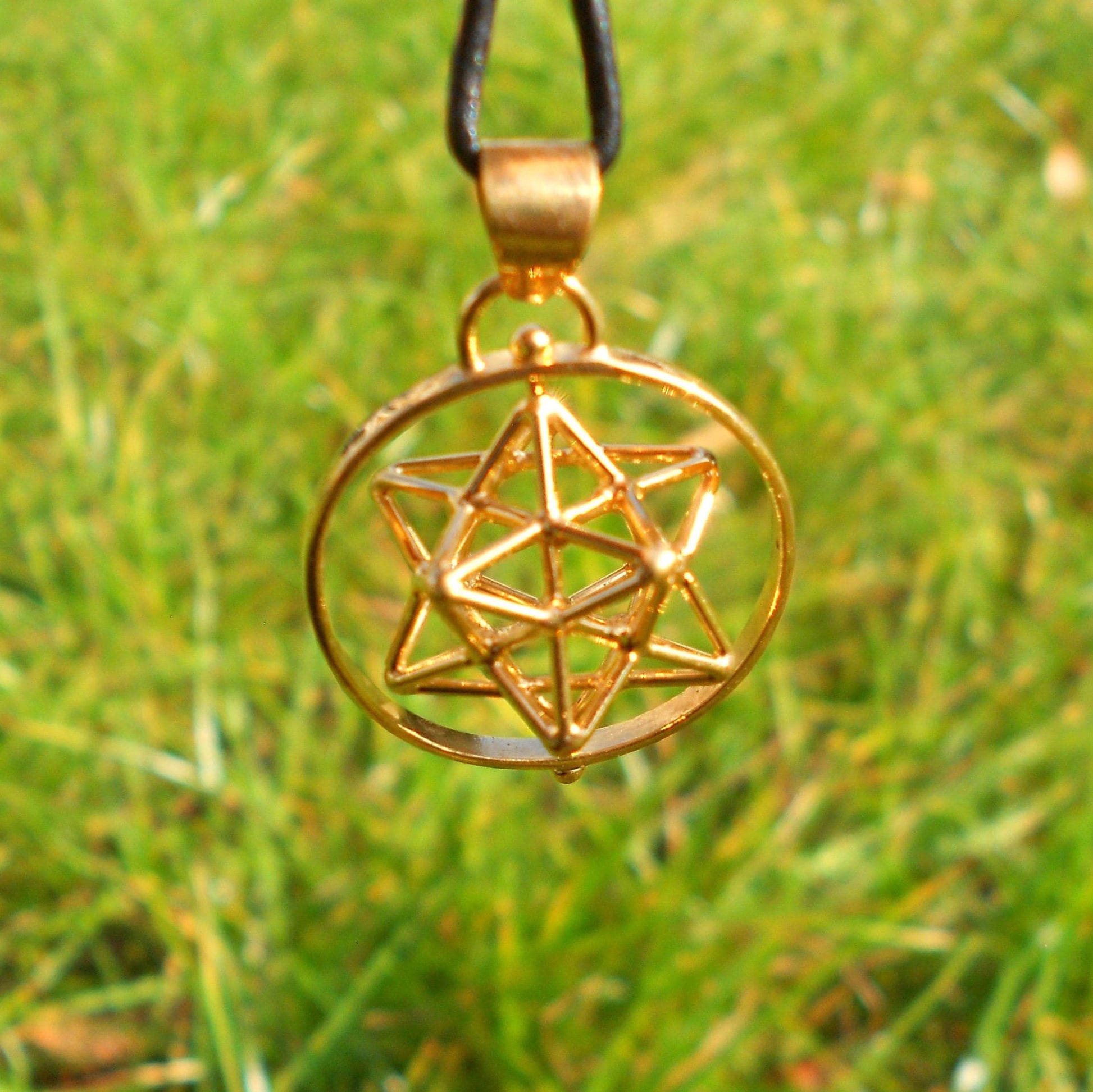 Solar Spirit Star Spinner pendant ※3D Sacred Geometry Jewelry Sterling Silver / Brass / Gold-plated *magical Dodecahedron Pentagram Star