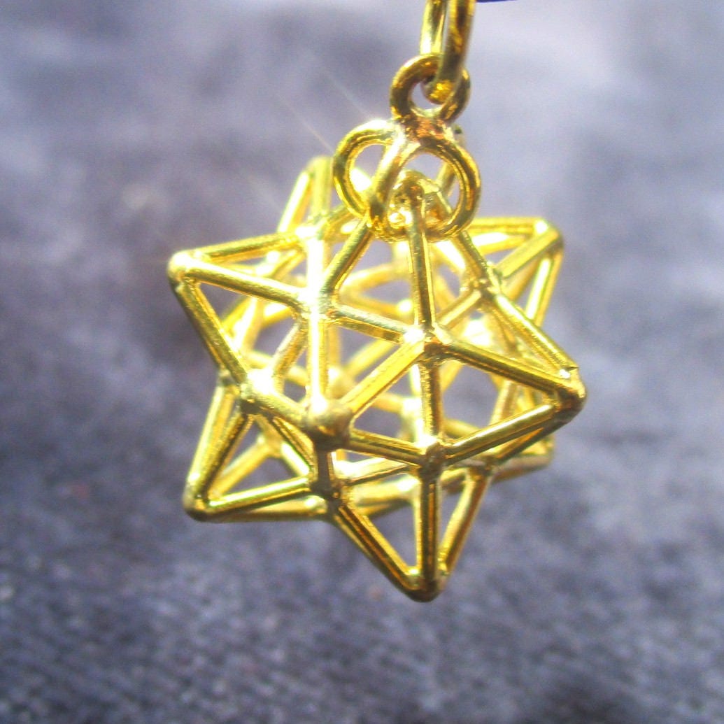 Solar Spirit Star Gold-plated Silver pendant * 3D Sacred Geometry Jewelry