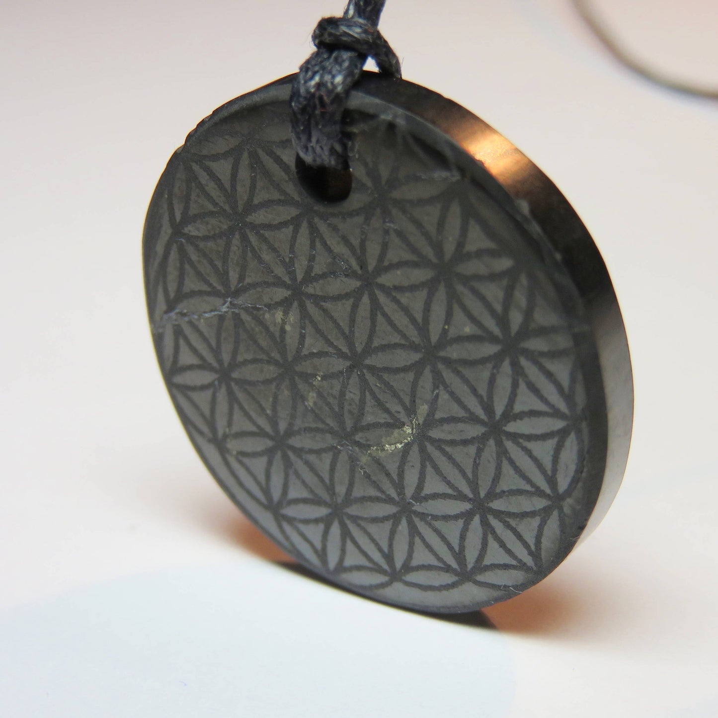 Shungite Yin Yang Pendant | Flower of Life Necklace | Tree of Life Pendant | Black Stone Amulet | 5G EMF Protection