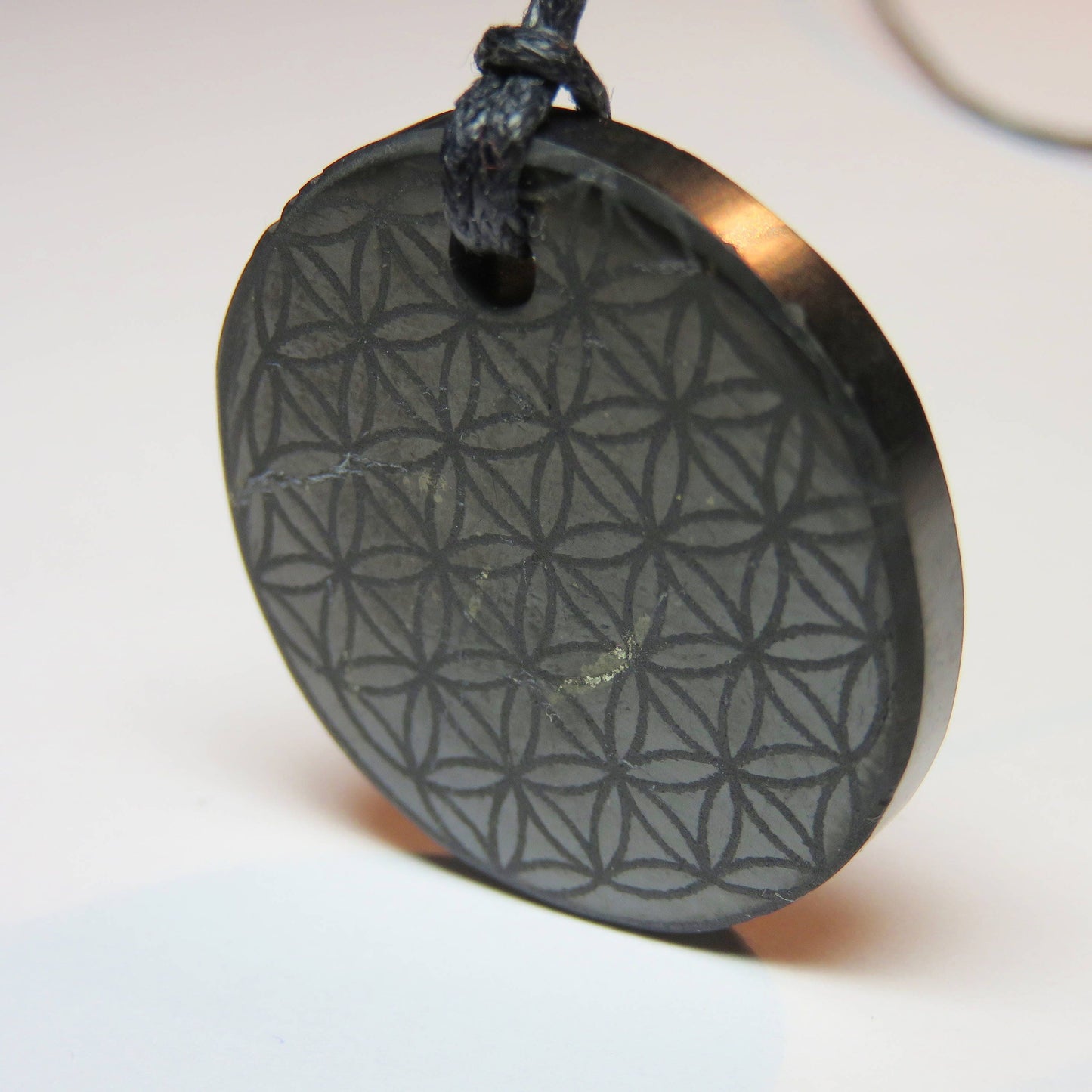Shungite Tree of Life Pendant | Flower of Life | Yin Yang Black Stone Amulet | EMF Protection Necklace