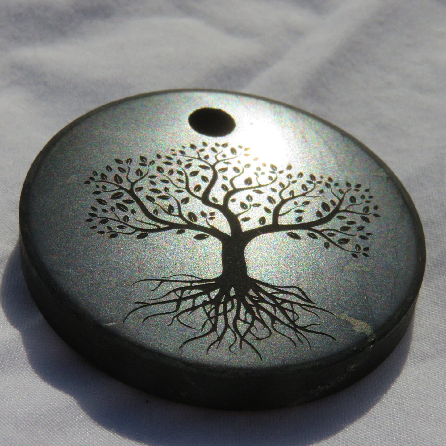 Shungite Yin Yang Pendant | Flower of Life Necklace | Tree of Life Pendant | Black Stone Amulet | 5G EMF Protection