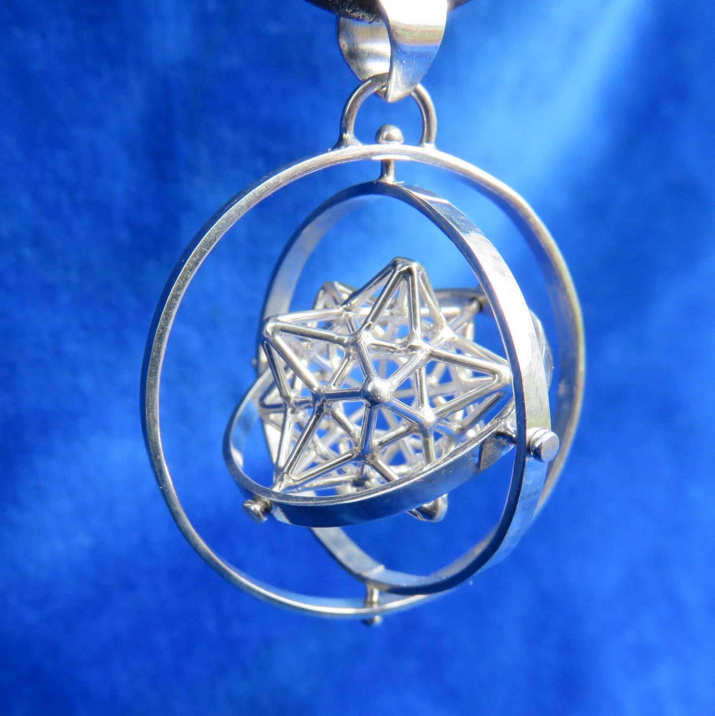 SOLAR Star 3D SPIN ※ 3D Sacred Geometry Pendant, Spinning Gold Silver Jewelry