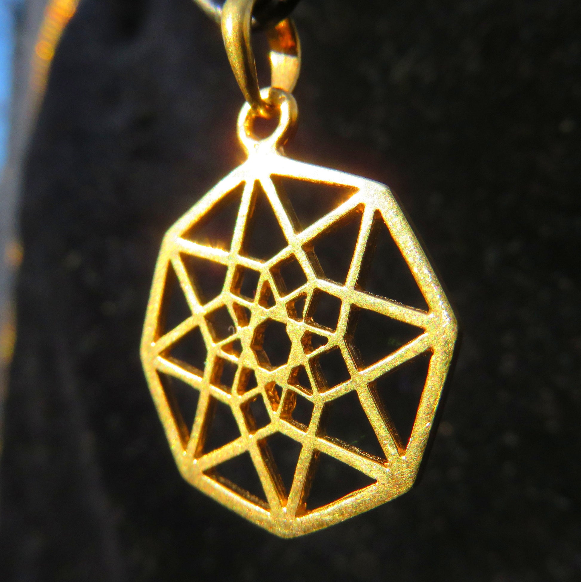 Flat Hypercube Pendant or Earrings Silver or Gold - found in ancient arabic Mosaic Patterns
