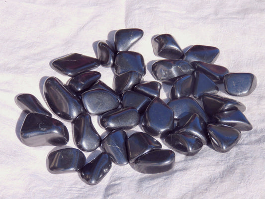 SILVER SHUNGITE tumbled pocket stones: EMF/Electrosmog/WiFi/WLan protection, neutralize Microwave radiation; filter +purify +structure Water