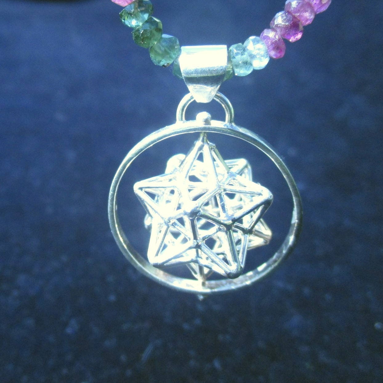 Solar Spirit Star Spinner pendant ※3D Sacred Geometry Jewelry Sterling Silver / Brass / Gold-plated *magical Dodecahedron Pentagram Star