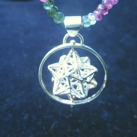 Solar Spirit Star Spinner pendant ※3D Sacred Geometry Jewelry Sterling Silver / Brass / Gold-plated *magical Dodecahedron Pentagram Star