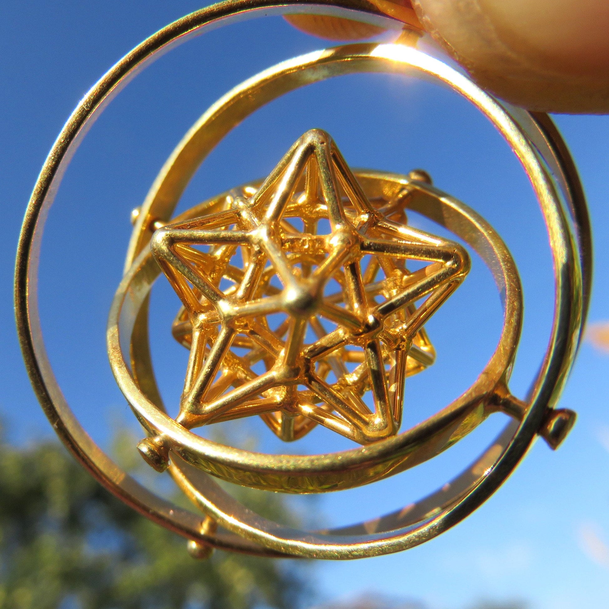 SOLAR Star 3D SPIN ※ Sacred Geometry Pendant ~ Pentagram Magic