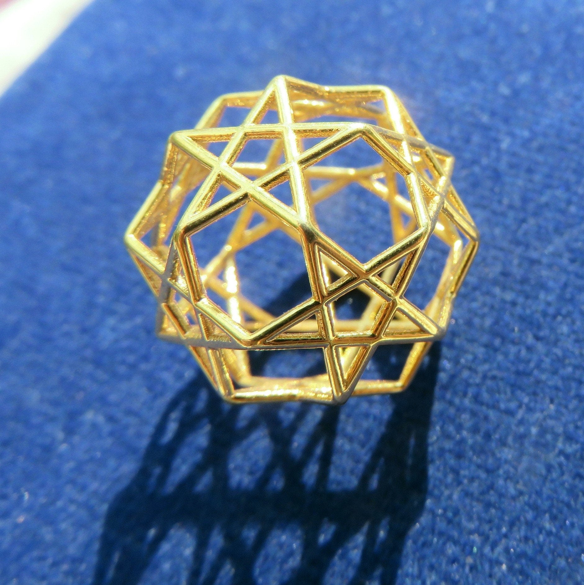 Solar Pentagram 3D magical pendant ※ 3D printed Sacred Geometry Jewelry ※ Phi ratio golden mean Dodecahedron