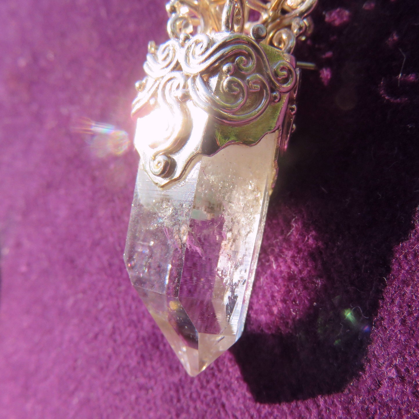 Tabular Quarz / Kunzite Crystal + TANTRIC Star, 3D Sacred Geometry Pendant, Silver Jewelry with Amethyst
