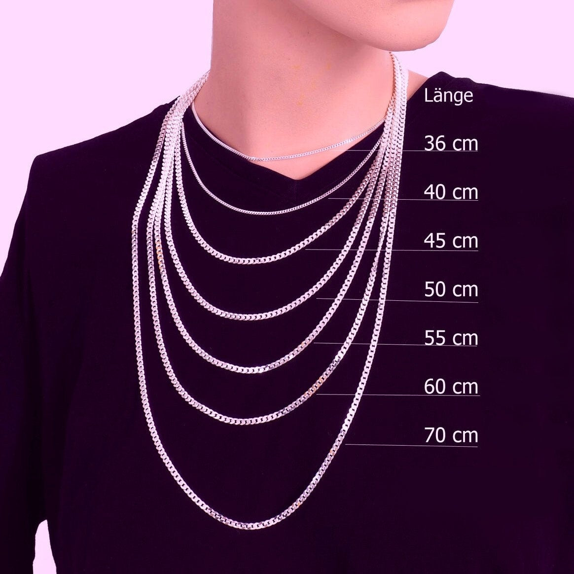 Sterling Silver Chains: Singapore chain / Snake chain / Curb chain, 925 Silver fine necklace 14 16 18 20 22 24 inches = 36 40 45 50 55 60 cm