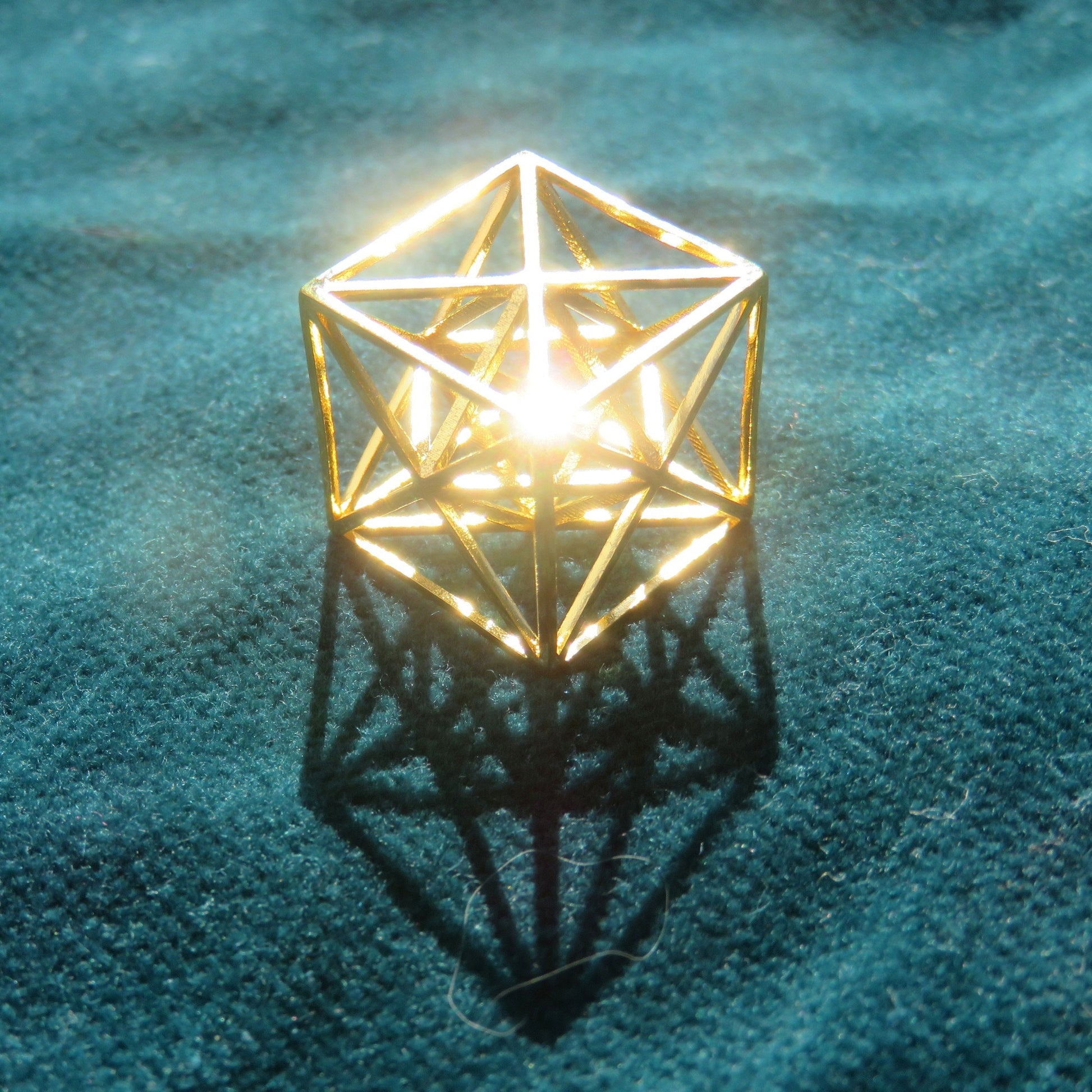 Metatrons Cube 3D ※ 925 Sterling Silver Gold Sacred Geometry pendant