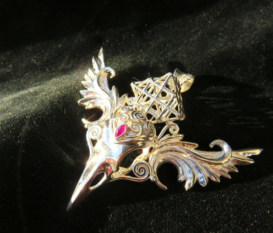 Royal Goddess Statement Jewelry ※ Terra Prana Raven Amulet Sterling Silver