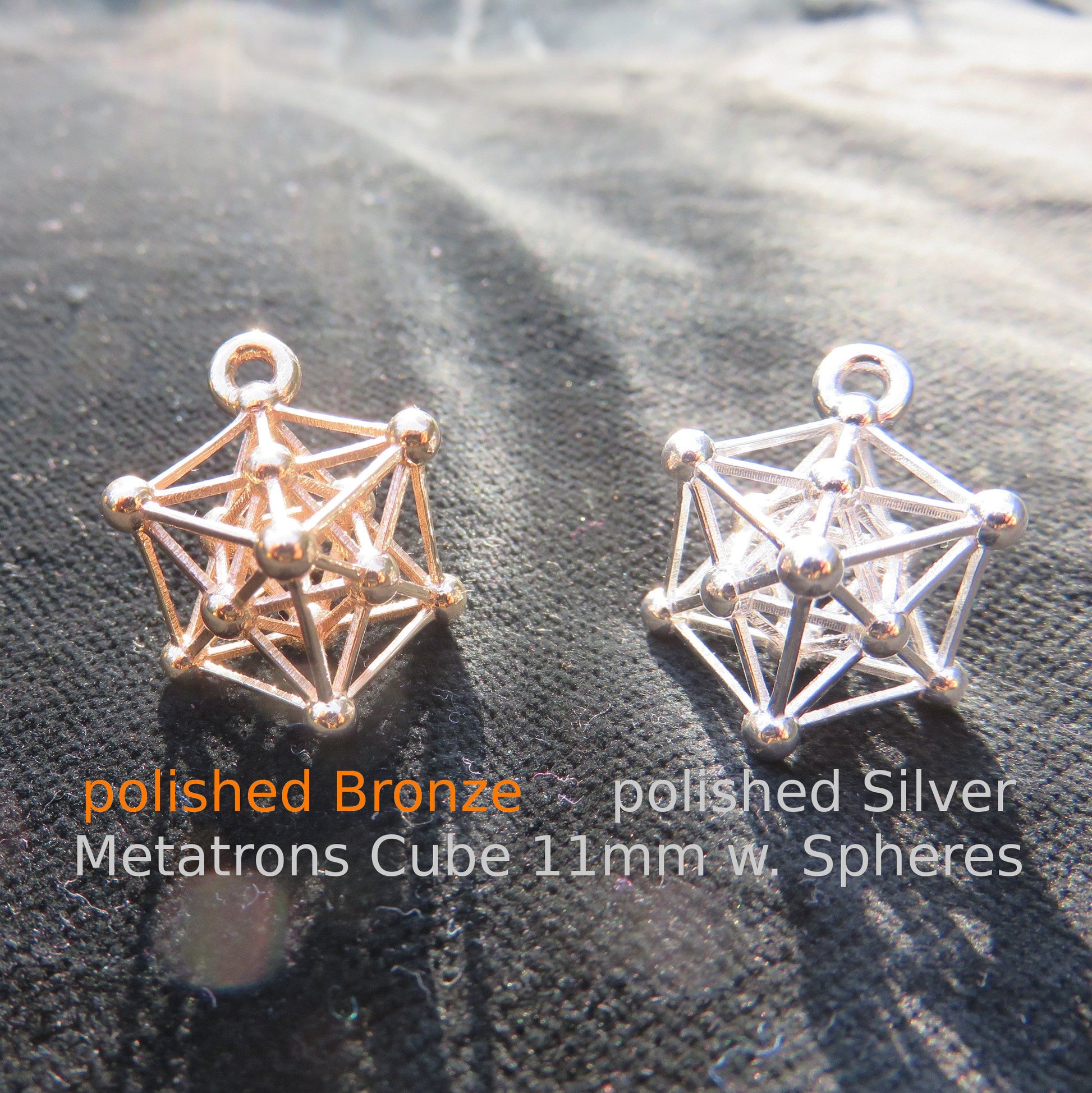 Metatrons Cube 3D ※ 925 Sterling Silver Gold Sacred Geometry pendant