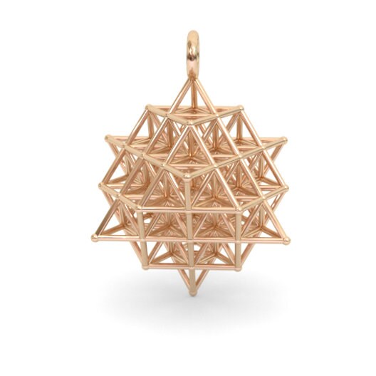 64 Tetrahedron Grid: Flower of Life 3D printed Jewelry