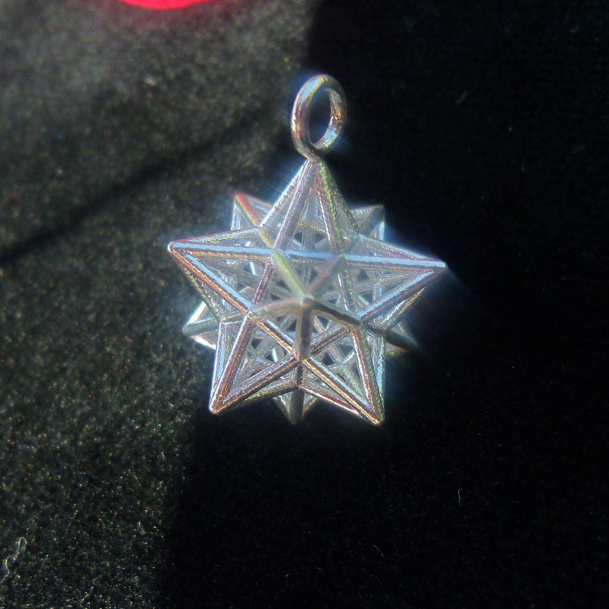 Solar Spirit Star *3D Sacred Geometry Jewelry Silver, stellated Ether Dodecahedron 12 Pentagram Pendant, Phi ratio golden mean Harmony [M2O]