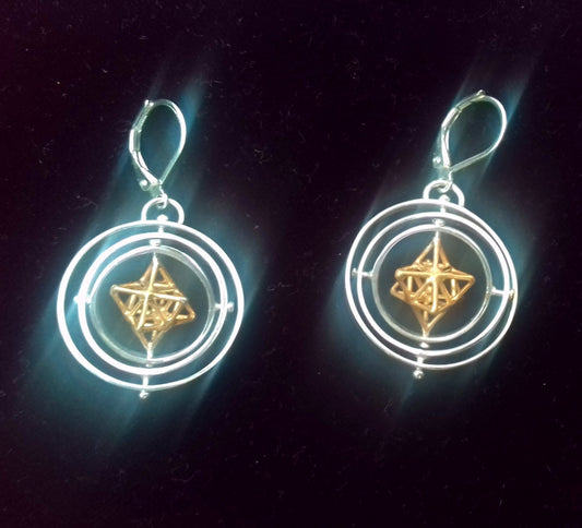 MerKaBa 3D SPIN Earrings ~ Star Tetrahedron Jewelry