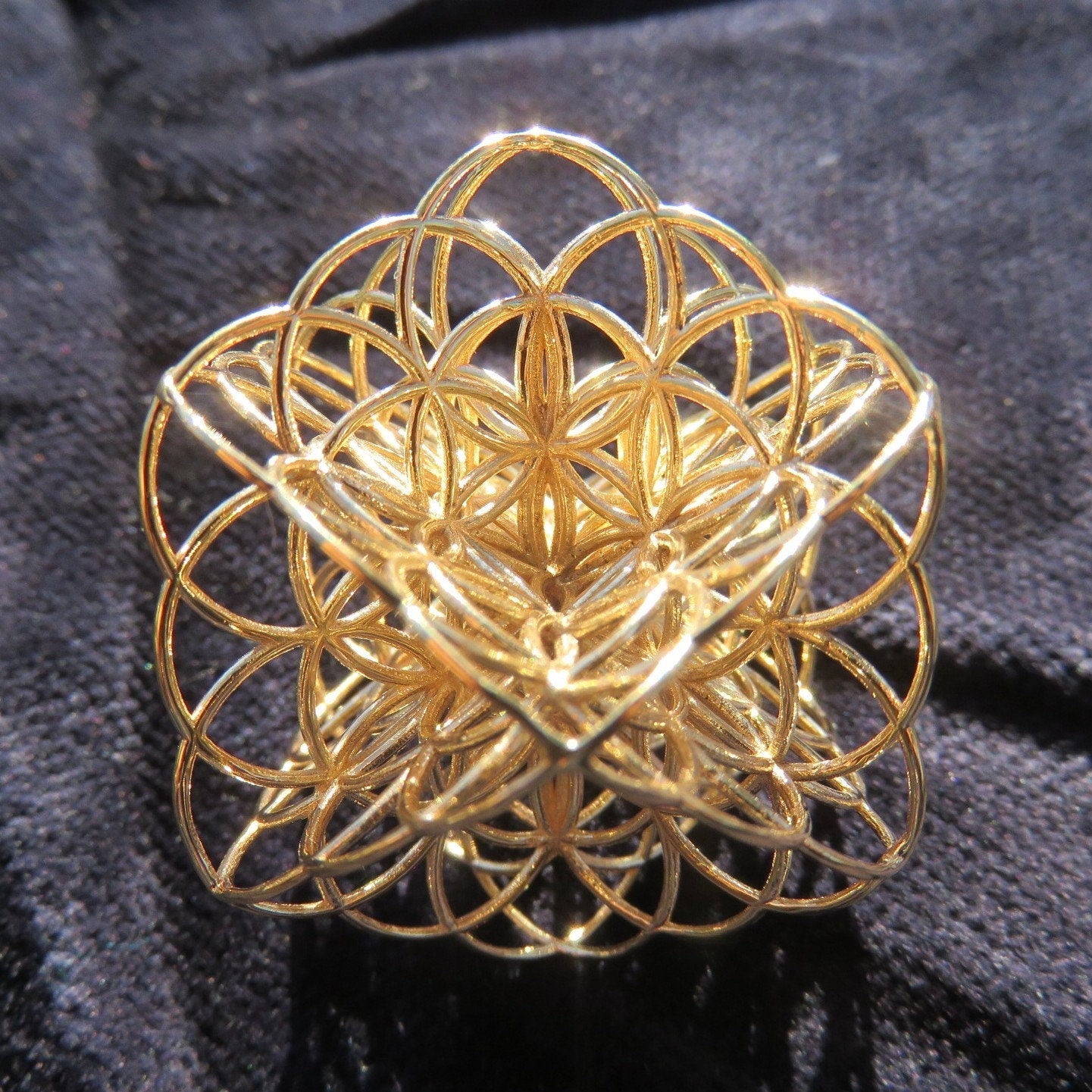 Flower of Life Necklace 3D • Sacred Geometry Pendant • Sterling Silver / Gold Jewelry • Spiritual & Healing Gift