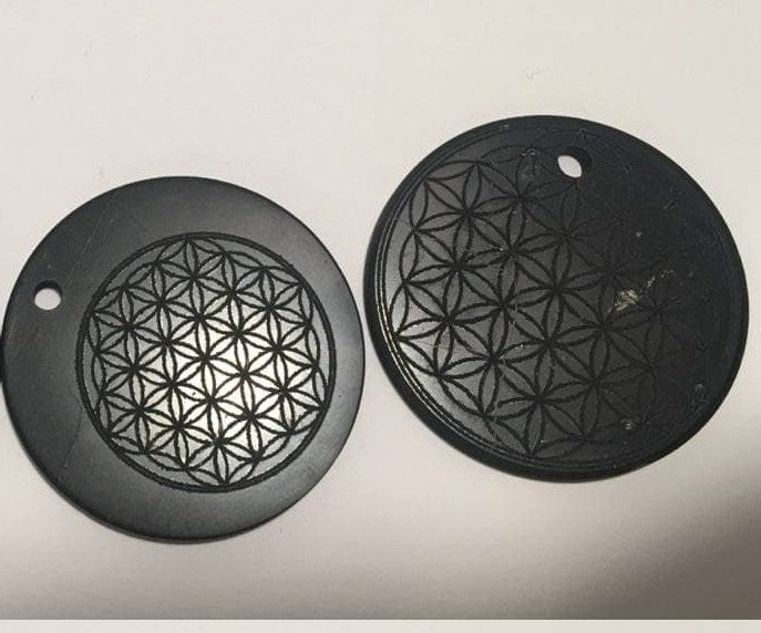 real Shungite Pendants YinYang EMF-Shields, Flower of Life, Tree of Life