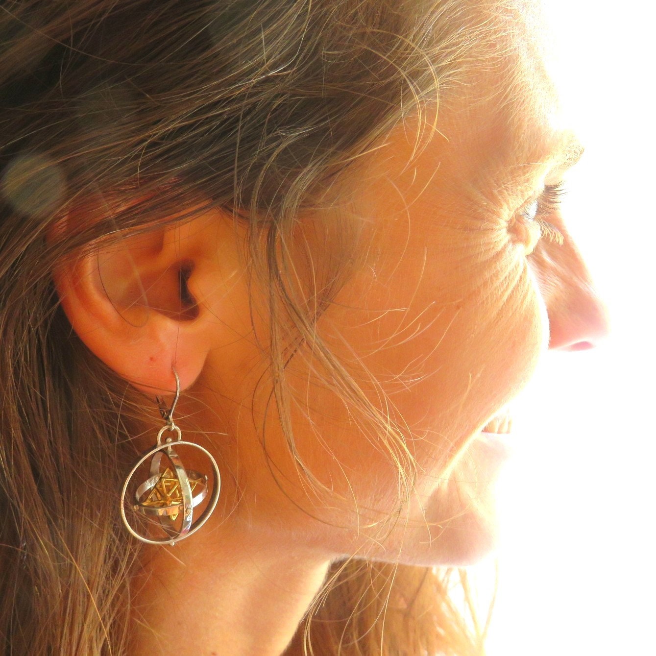 MerKaBa 3D SPIN Earrings ~ Star Tetrahedron Jewelry
