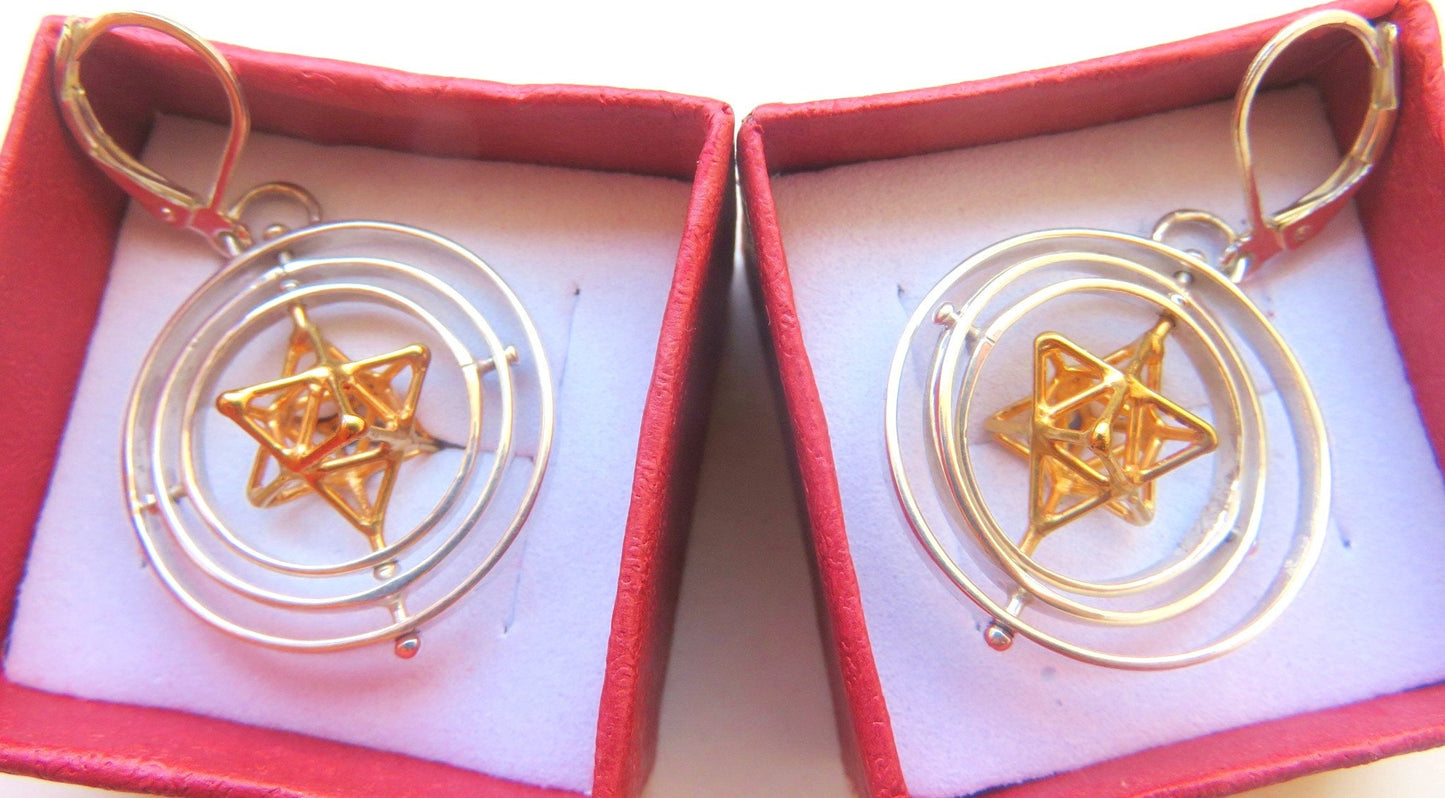 MerKaBa 3D SPIN Earrings ~ Star Tetrahedron Jewelry