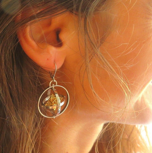 Tantric Star 3D-SPIN Earrings or pendant * Sacred Geometry Jewelry Set